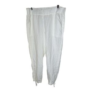 J. Jill Pure Jill Linen Pants Ankle Ties Ivory Size Large Tall New With Tags